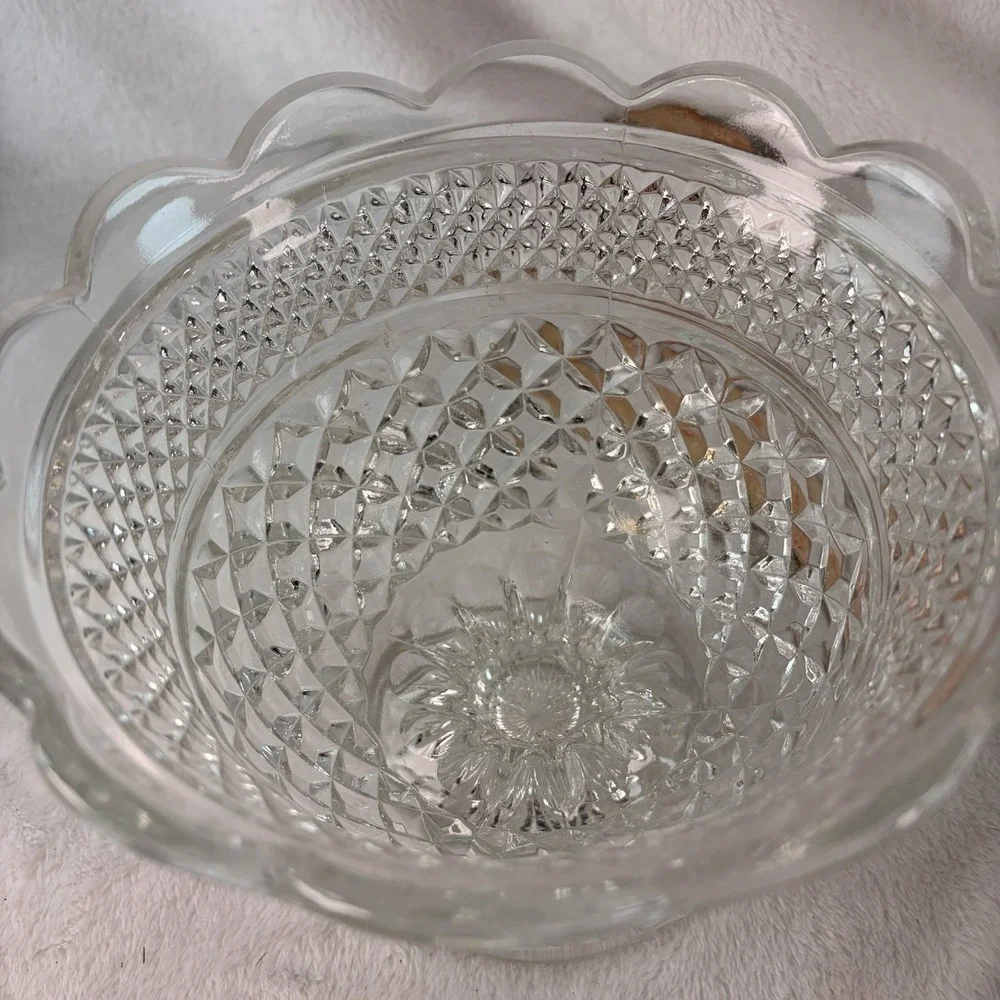 Vintage 60s Anchor Hocking Wexford Compote Pedestal Bowl Clear Pressed Glass EVC